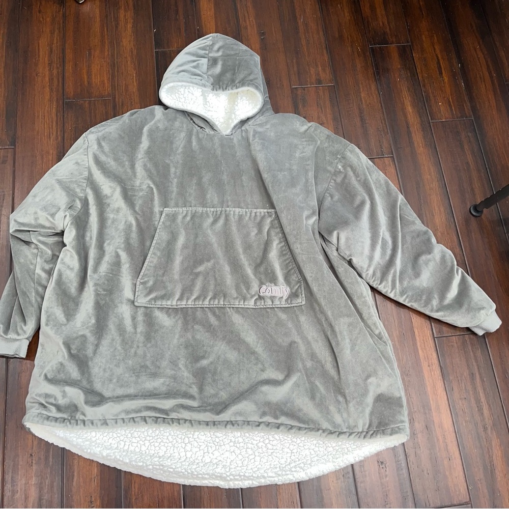 Cozy Gray Hooded Blanket by Comfy Oversized One Size